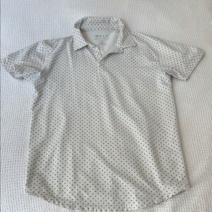 BYLT Basics White Polka Dot Polo